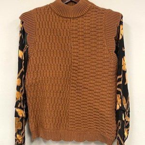 Current Air Contrast Sleeve Long Sleeve Sweater Size L